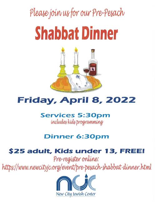 Banner Image for Pre Pesach Shabbat Dinner